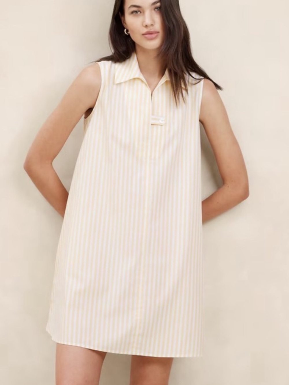 Banana Republic Yellow Stripe Shirt Dress casual summer
